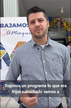 El Director de Soluciones Ciudadanas Miguel Gómez invita a aprovechar el frijol subsidiado en Presidencia Municipal de Meoqui