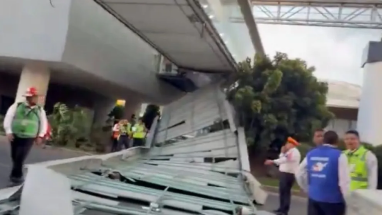 ¡Caos en el AICM! Colapsa estructura de puente peatonal en la Terminal 1 y deja una lesionada